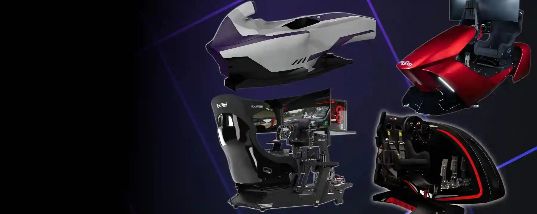 TURNKEY Extreme Simracing Turnkey Simulator Setup – Complete plug-and-play racing rig with premium cockpit, direct drive wheelbase, pedals, monitor stand, and accessories for professional and home sim racing experiences.