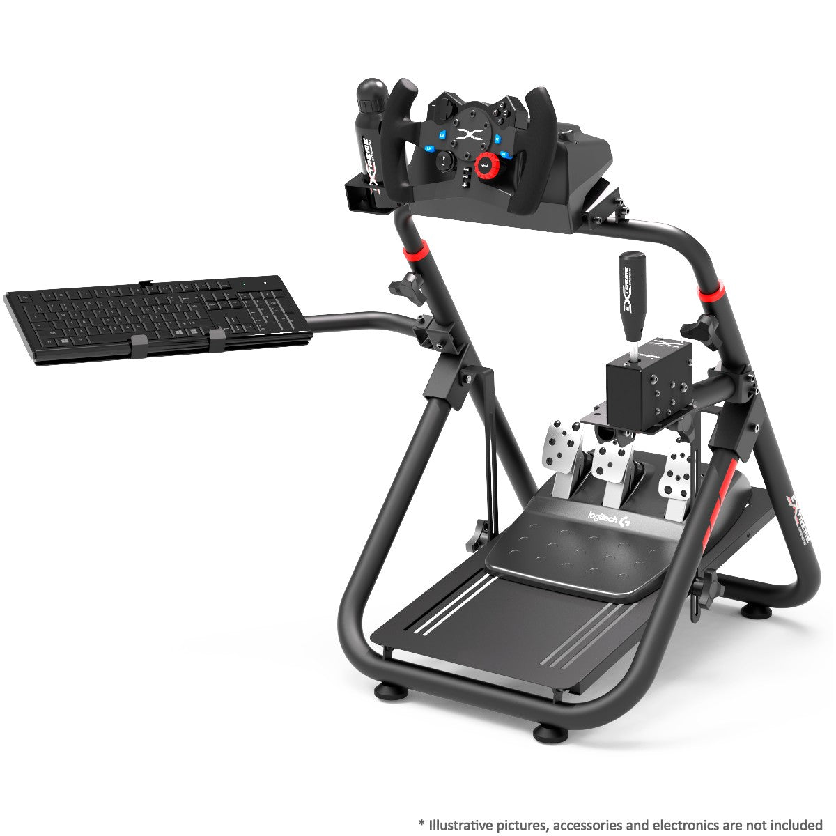  Extreme Sim Racing Wheel Stand Cockpit SXT V2 Racing Simulator  - Racing Wheel Stand Black Edition For Logitech G25, G27, G29, G920,  Thrustmaster And Fanatec - Heavy Dutty and Foldable 