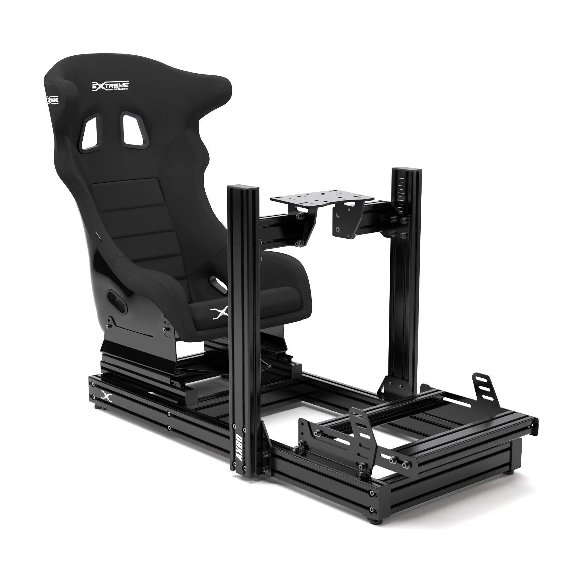 Close-up of the AX80 anodized black aluminum profiles and laser-engraved chassis details