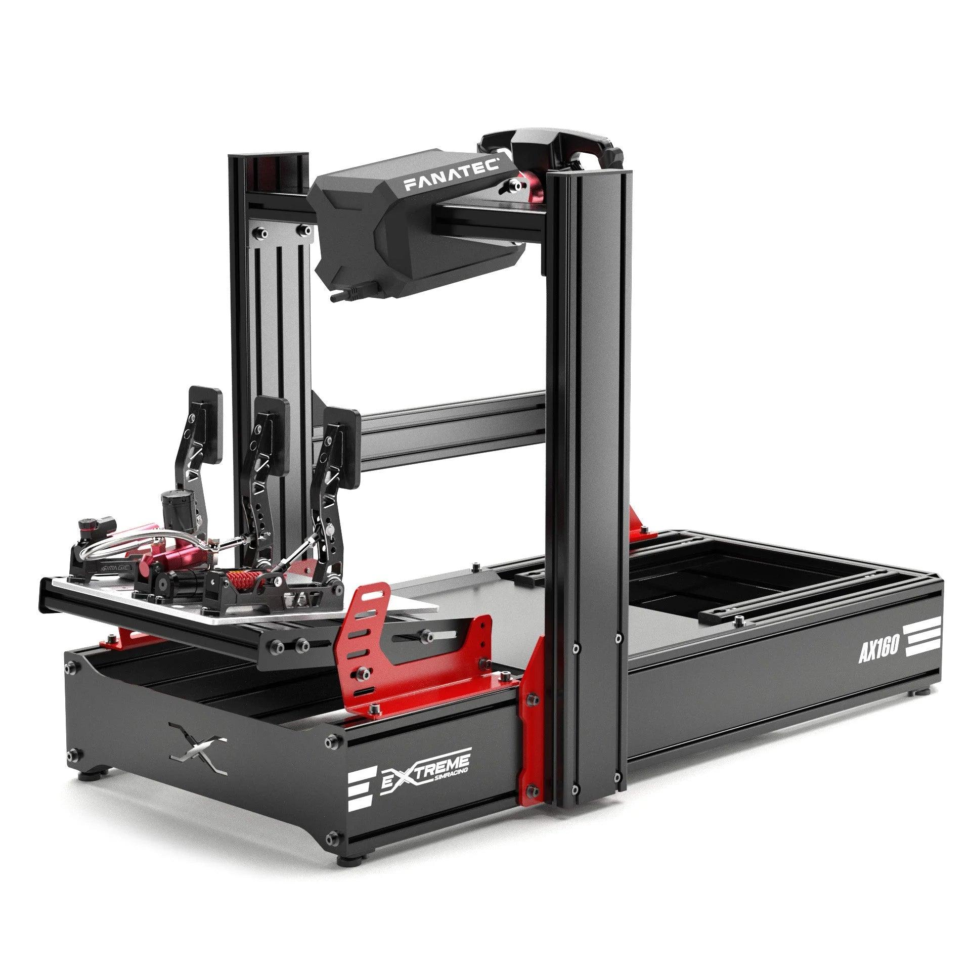 AX160 aluminum sim racing chassis with Fanatec Direct Drive wheel mount