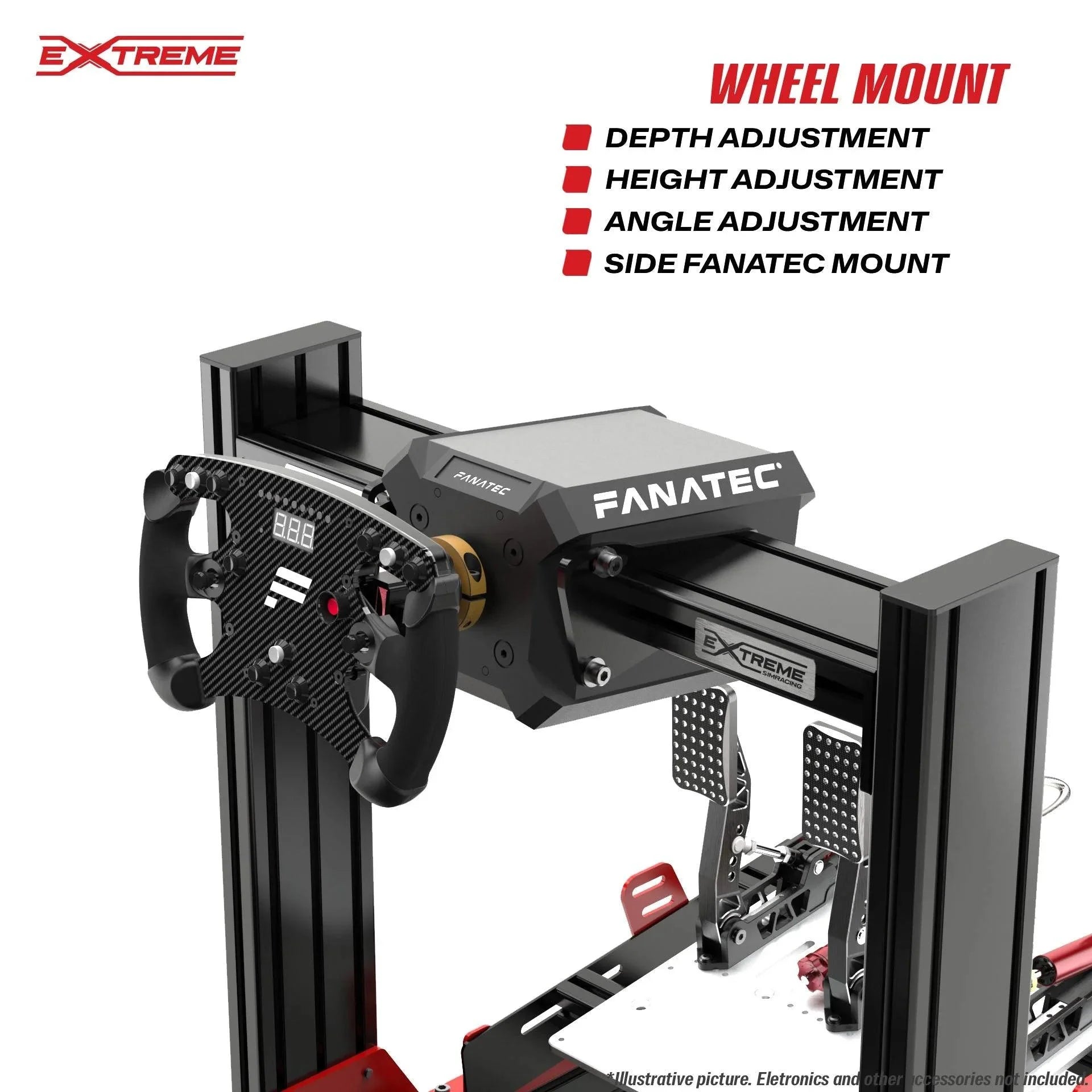 AX160 Fanatec DD wheel mount with adjustable aluminum profile construction