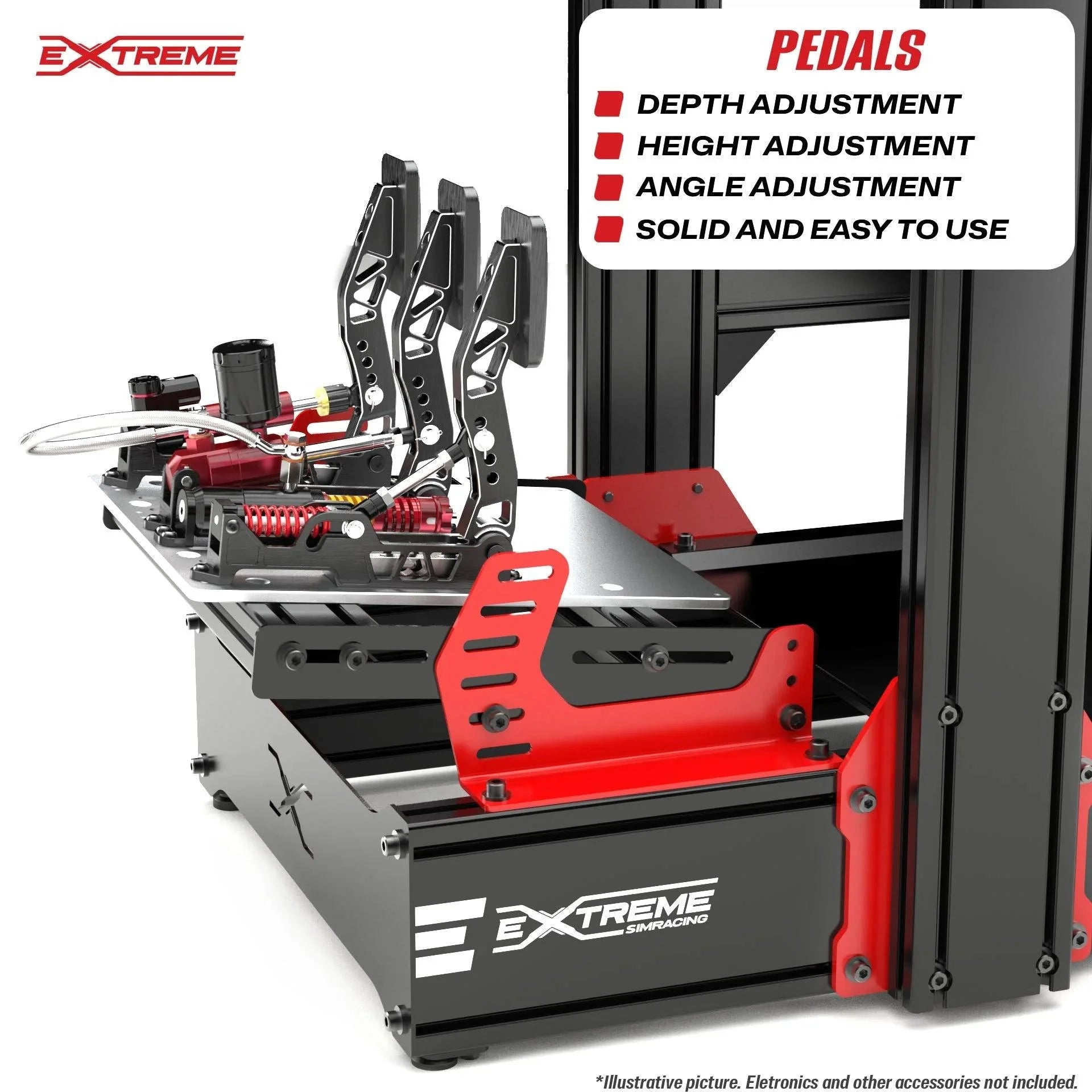 AX160 reinforced adjustable pedal platform for high-force sim racing pedals