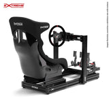 AX80 aluminum profile sim racing cockpit configured with the Horizontal wheelbase mount