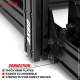 Reinforced AX80 carbon steel wheelbase structure engineered for 25 Nm Direct Drive systems
