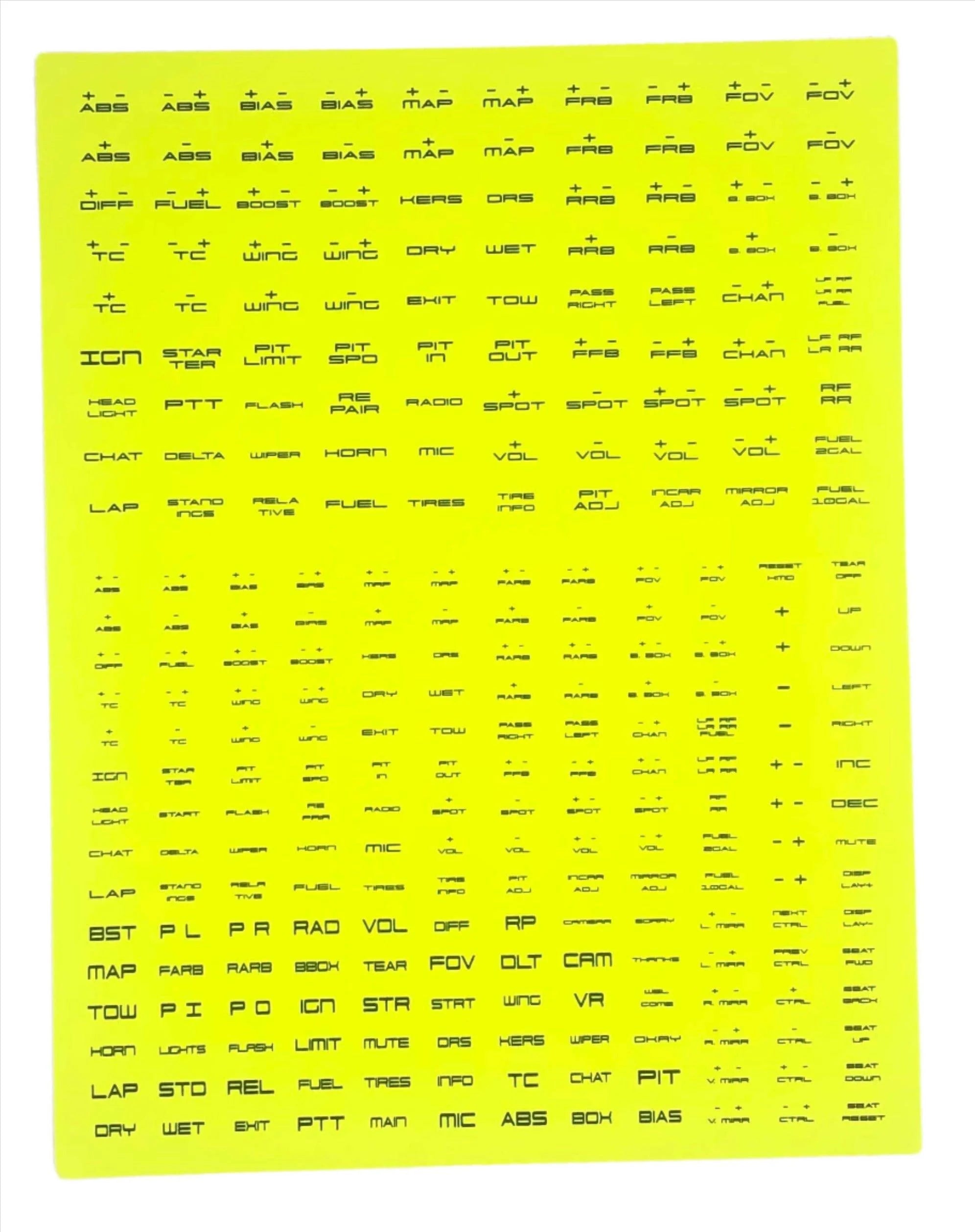 Button Box Label Kit (270 Labels) Apex Sim Racing