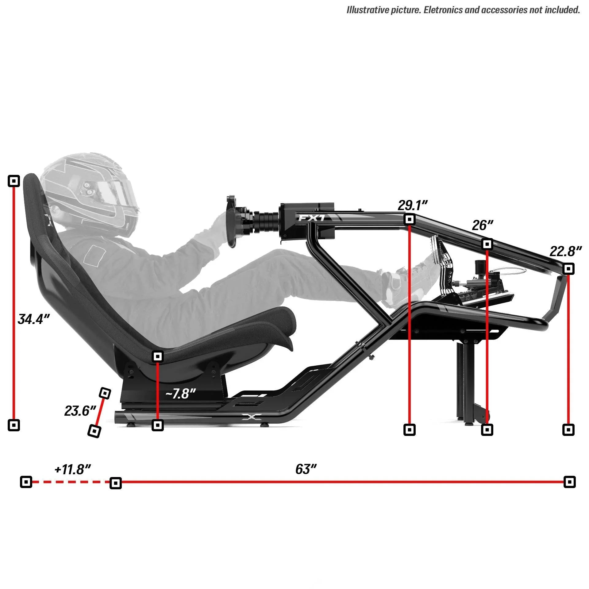 FX1 Formula sim racing cockpit dimensions and driving position
