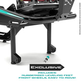 FX1 rubberized leveling feet and front transport wheels