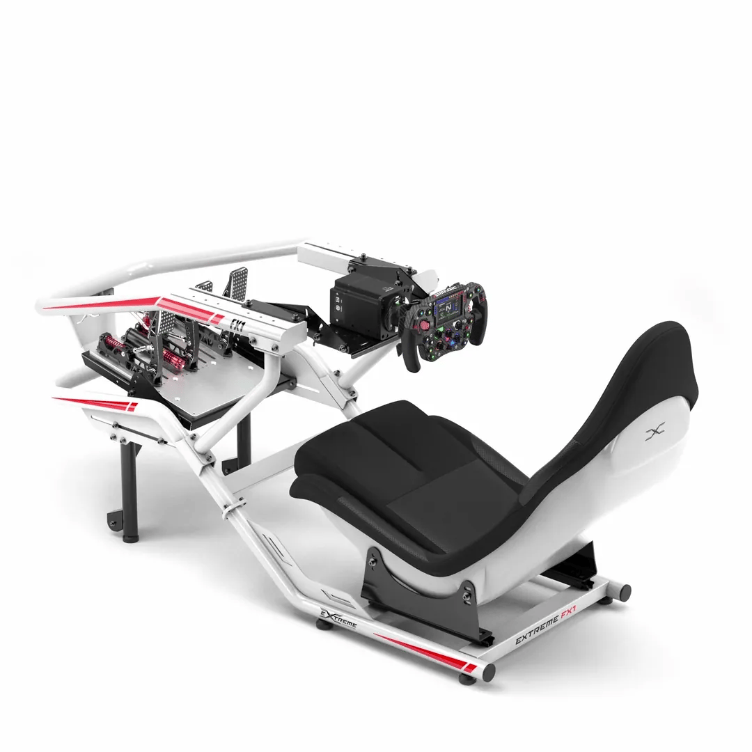 FX1 Formula cockpit animated wheel base and pedal adjustment system