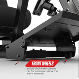 Compact 2.0 front transport wheels beneath the pedal platform