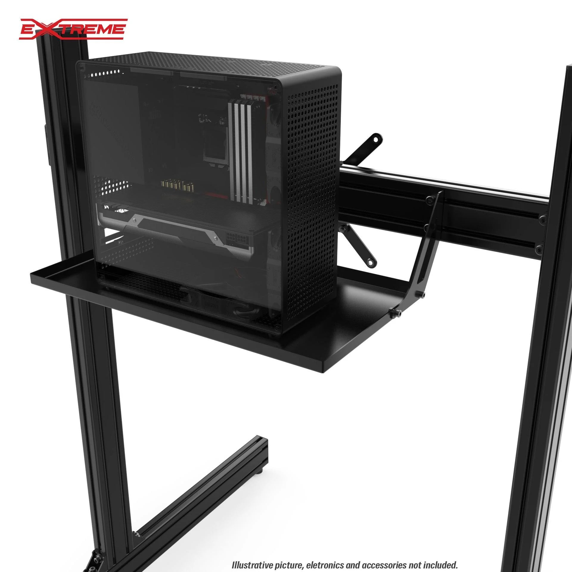UNIVERSAL PC/DESKTOP REAR TRAY FOR TV STANDS IN ALUMINUM PROFILE - Extreme Simracing