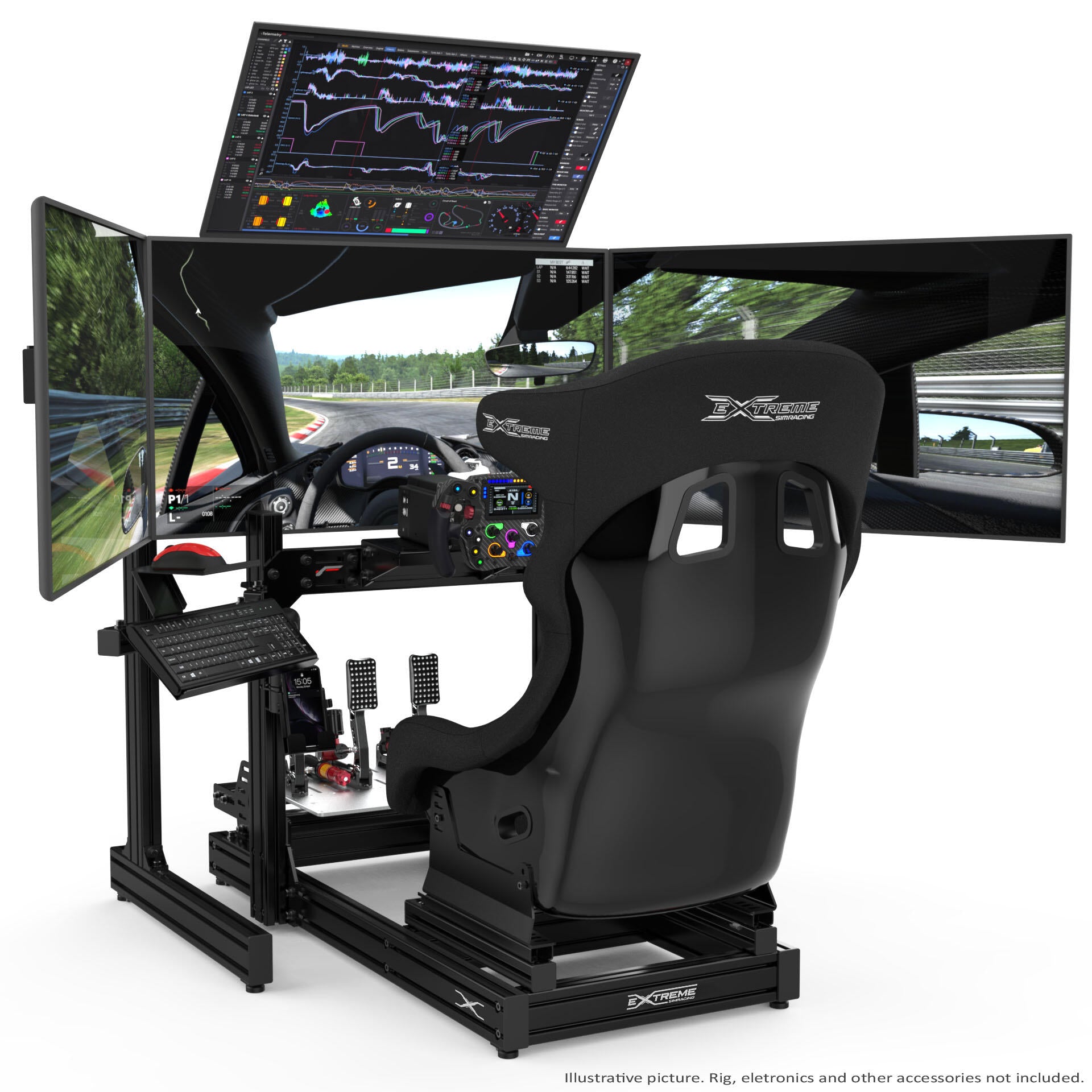 • Immersion and Comfort: Designed for maximum comfort during extended racing sessions. • Authentic Formula Position: Replicates the genuine seating position of a Formula car for a realistic racing experience. • Exclusive Design: Unique design by Extreme Simracing, combining style and functionality.