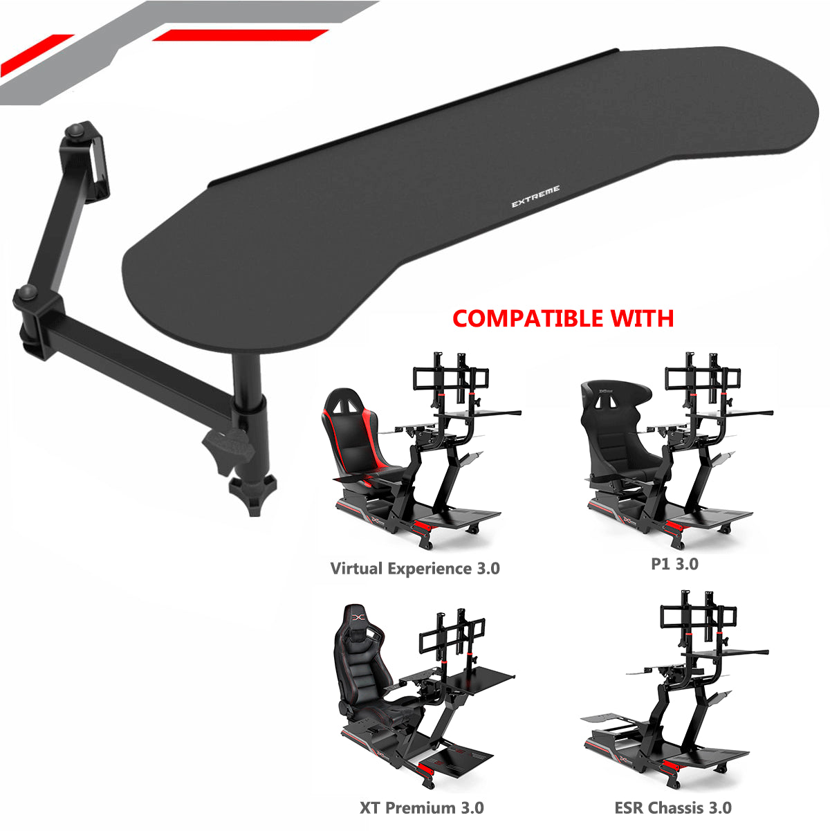 EXTREME WORKSTATION ARTICULATED KEYBOARD FOR VIRTUAL EXPERIENCE 3.0 / P1 3.0 / CHASSIS 3.0 / XT PREMIUM 3.0 - Extreme Simracing