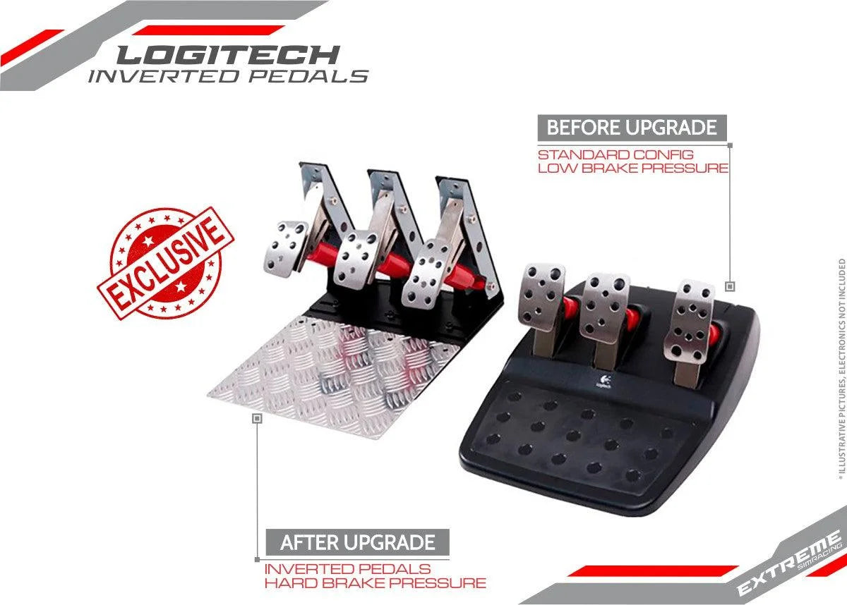 INVERTED PEDALS - LOGITECH G25, G27, G29 G920 AND G923 UPGRADE - Extreme Simracing