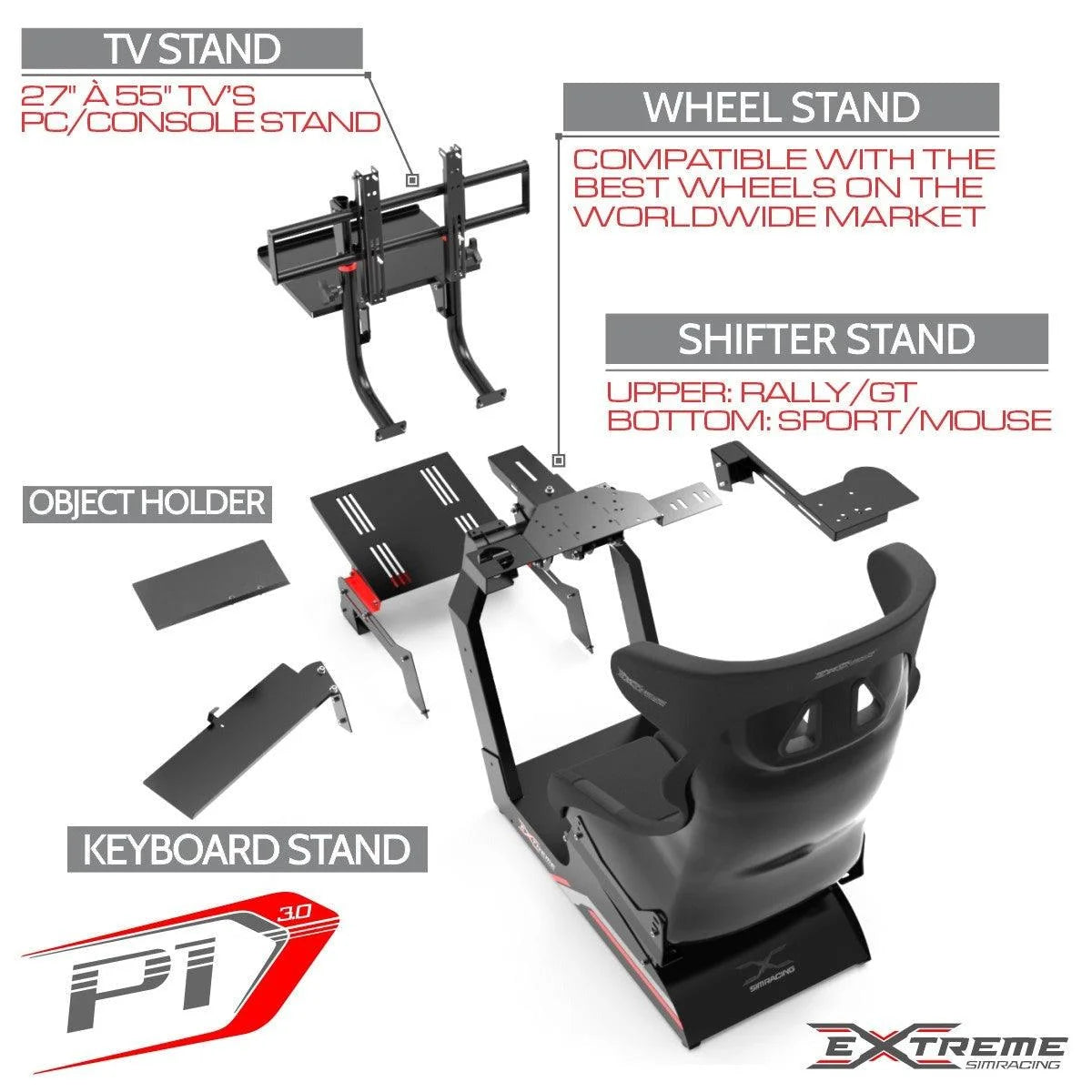 SIM RACING COCKPIT P1 3.0 FULL ACCESSORIES - Extreme Simracing
