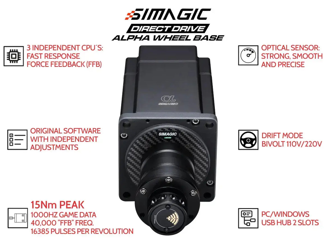 Simagic Alpha Basis 15NM + GT1 Rad für Direct Drive Lenkrad Servo