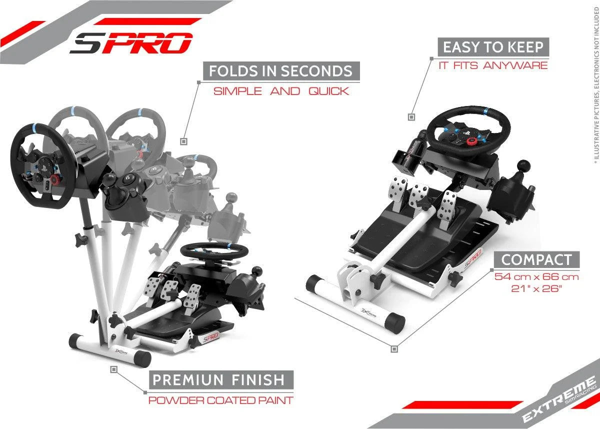 WHEEL STAND WHITE EDITION SPRO - Extreme Simracing